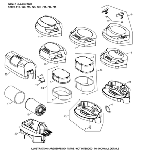 Kt725-3109 Air Intake Diagram and Parts List for KT725-3109  Cub Cadet Lawn Tractor